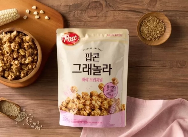 牛乳なしで食べられる 韓国初 ポップコーングラノーラが登場